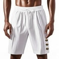 thumbnail image 1 of HAPIMO Men's Shorts Elastic Waist Drawstring Lightweight Relaxed Fit Solid Color Comfy Shorts for Beach Vacation Breathable Casual Outings Sports Shorts White Large, 1 of 8