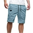 thumbnail image 1 of HAPIMO Men's Shorts Elastic Waist Drawstring Solid Color Casual Outings Sports Shorts Lightweight Relaxed Fit Comfy Shorts for Beach Vacation Breathable Shorts Light Blue XX-Large, 1 of 6