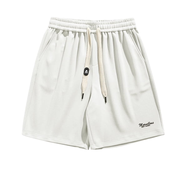 HAPIMO Men's Shorts Elastic Waist Drawstring Solid Color Comfy Shorts for Beach Vacation Casual Outings Sports Shorts Breathable Lightweight Relaxed Fit Shorts White X-Large