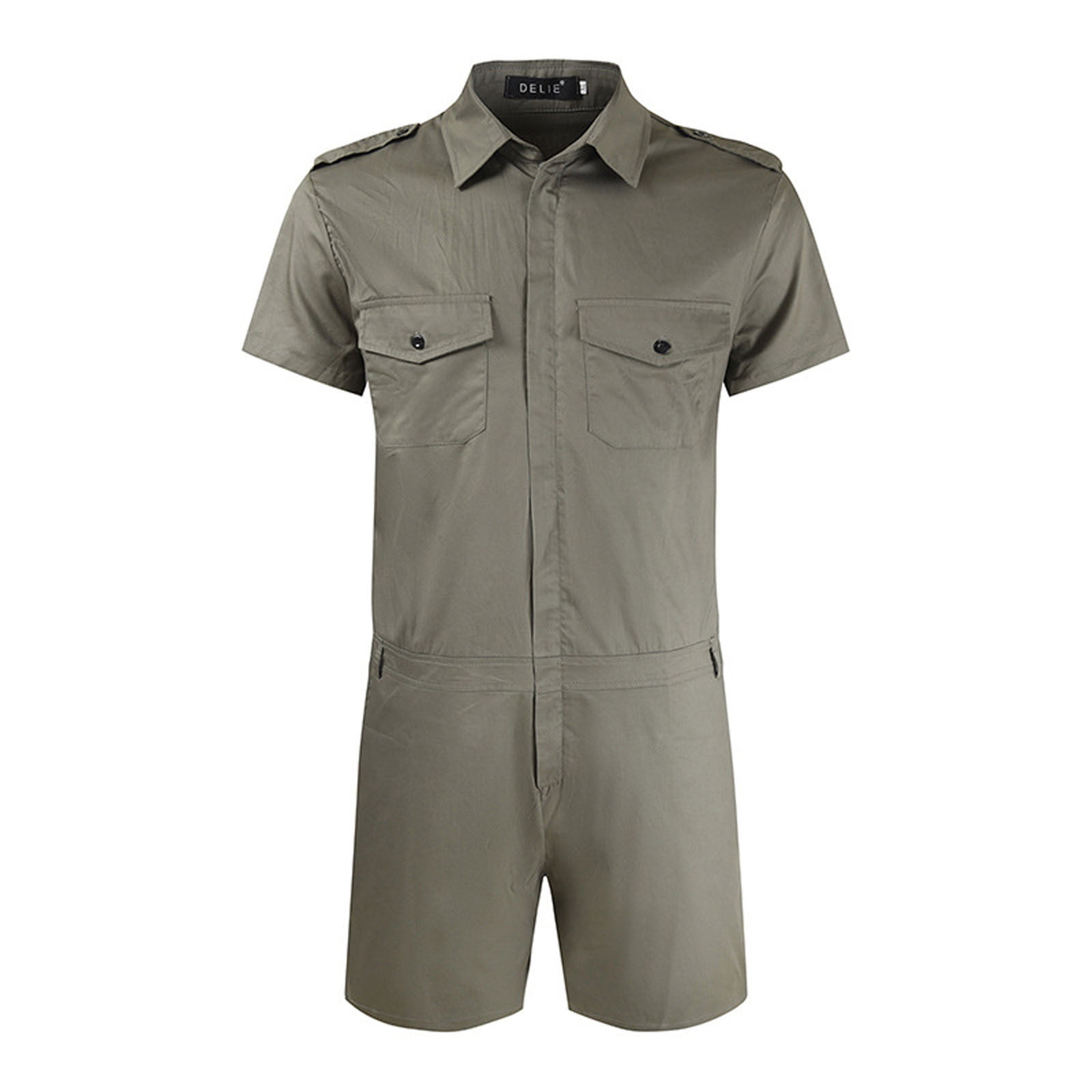 HAPIMO Men s Shorts Jumpsuit Rompers Summer Discount Fashion Comfy Sale Solid Short Sleeve Lapel Pocket Button Trousers for Boys Blue M Walmart
