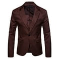 thumbnail image 1 of HAPIMO Men's Slim Suit Jackets Shirts Gentlemen Holiday Fashion Comfy Long Sleeve Tops Turndown Collar Button Down Tees Casual Relaxed Double-Breasted Solid Brown M, 1 of 4