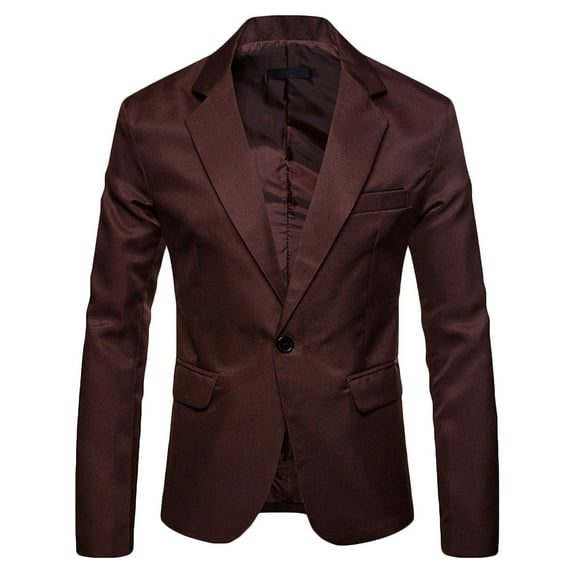 HAPIMO Men's Slim Suit Jackets Shirts Gentlemen Holiday Fashion Comfy Long Sleeve Tops Turndown Collar Button Down Tees Casual Relaxed Double-Breasted Solid Brown M