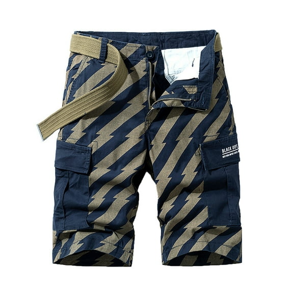 HAPIMO Men's Summer Classic Cotton Cargo Shorts Button Pocket Athletic Dungarees Solid Stripe Holiday Zipper Trendy Trousers Casual Relaxed Stretch Sports Blue XL