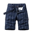 thumbnail image 1 of HAPIMO Men's Summer Classic Cotton Cargo Shorts Button Pocket Casual Relaxed Stretch Sports Athletic Dungarees Solid Stripe Holiday Trendy Trousers Zipper Dark Blue XL, 1 of 9