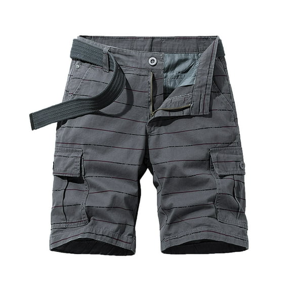 HAPIMO Men's Summer Classic Cotton Cargo Shorts Button Pocket Clearance Casual Relaxed Stretch Sports Athletic Dungarees Solid Stripe Holiday Zipper Trendy Trousers Dark Gray L