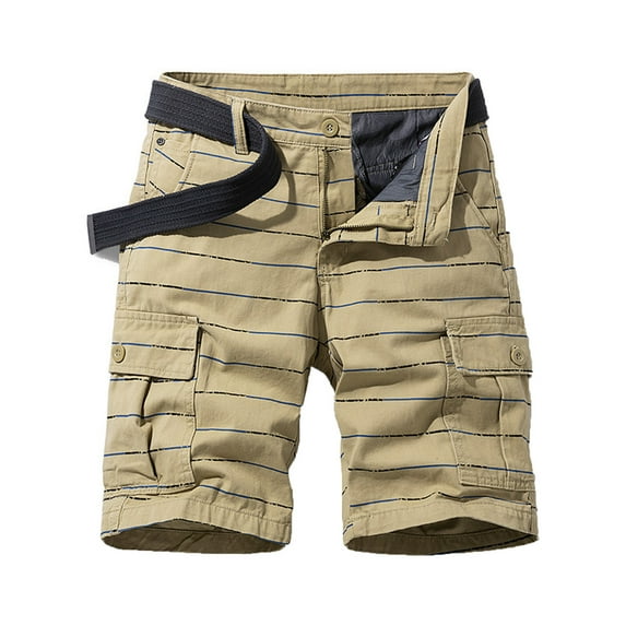 HAPIMO Men's Summer Classic Cotton Cargo Shorts Button Pocket Clearance Casual Relaxed Stretch Sports Athletic Dungarees Solid Stripe Holiday Zipper Trendy Trousers Khaki S