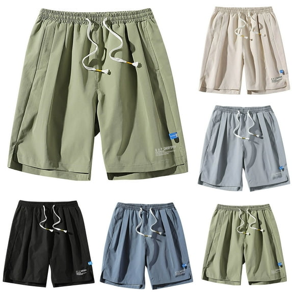 HAPIMO Men's Summer Classic Loose Beach Shorts Solid Color Holiday Elastic Waist Drawstring Dungarees Trendy Trousers Casual Relaxed Stretch Sports Athletic Black L