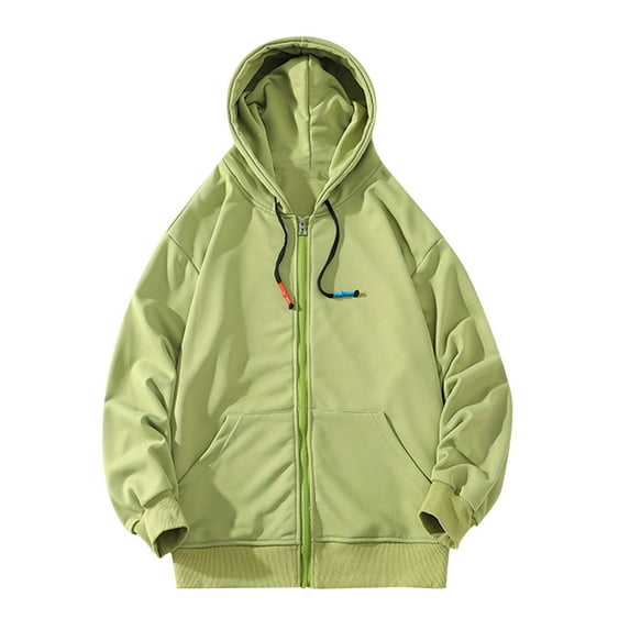 HAPIMO Men's Sweater Coat Pocket Fashion Solid Jackets Casual Autumn Winter Long Sleeve Outwear Hooded Drawstring Cardigan Western Zipper-Up Sports Green XXXL