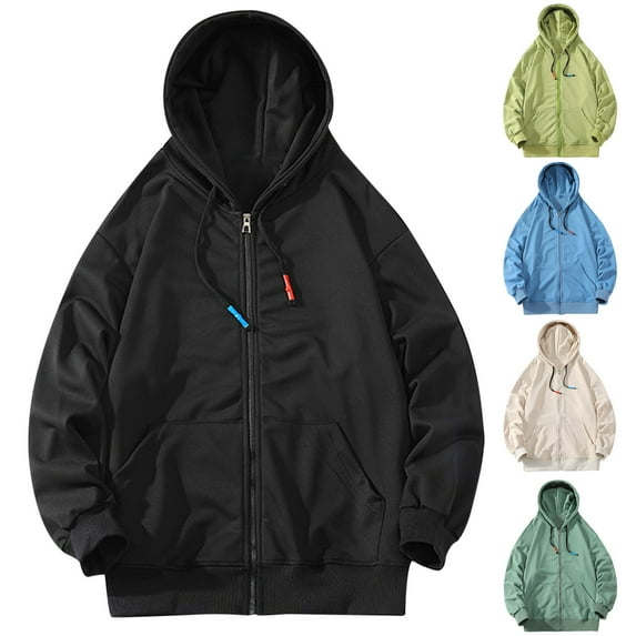 HAPIMO Men's Sweater Coat Pocket Fashion Solid Jackets Casual Autumn Winter Long Sleeve Outwear Hooded Drawstring Cardigan Western Zipper-Up Sports Army Green S