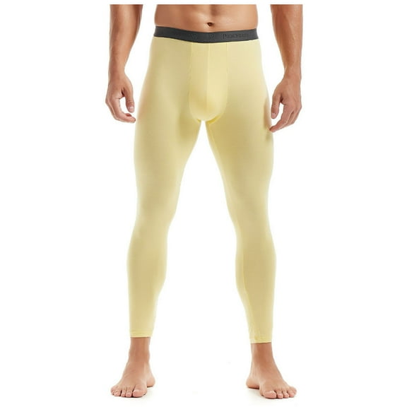 HAPIMO Men's Thin Thermale Slim Legging Pants Running Dungarees Solid Color Trendy Trousers Athletic Elastic Waist Casual Relaxed Breathable Holiday Yellow XXL