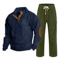 thumbnail image 1 of HAPIMO Men's Tracksuits Sweatshirt and Pants Sets Casual Loose Sweatshirts Stand Collared Hoodless Corduroy Pullover Fashion Fall 1/4 Button up Plain Long Sleeve Army Green,XXL Sports Sets, 1 of 8