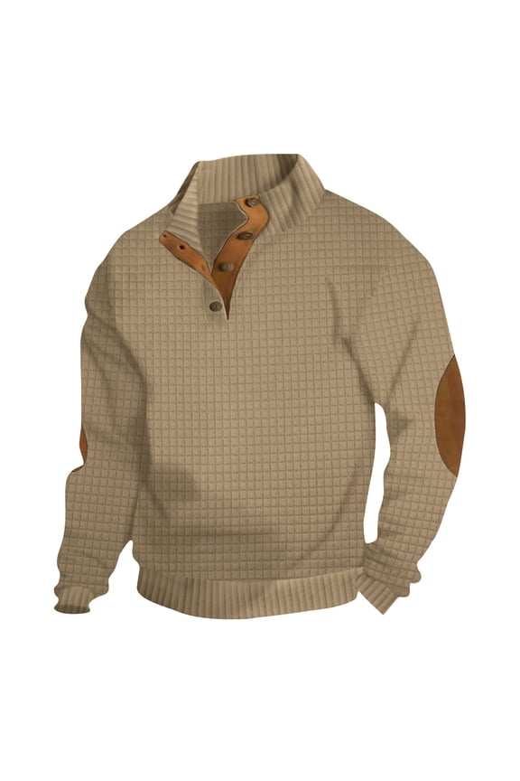 Color Block Western Loose Pullover Big Men's Long Sleeve Tops Aztec Cowboy Sweatshirts Quarter Button Shirts Casual Workout Vintage Slim Tees for Men Yellow M