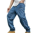 thumbnail image 1 of HAPIMO Men's Wide Leg Pants Loose Jeans Clearance Holiday Mid Waist Dipdye Trendy Trousers Casual Relaxed Punk Athletic Dungarees Blue, 1 of 1