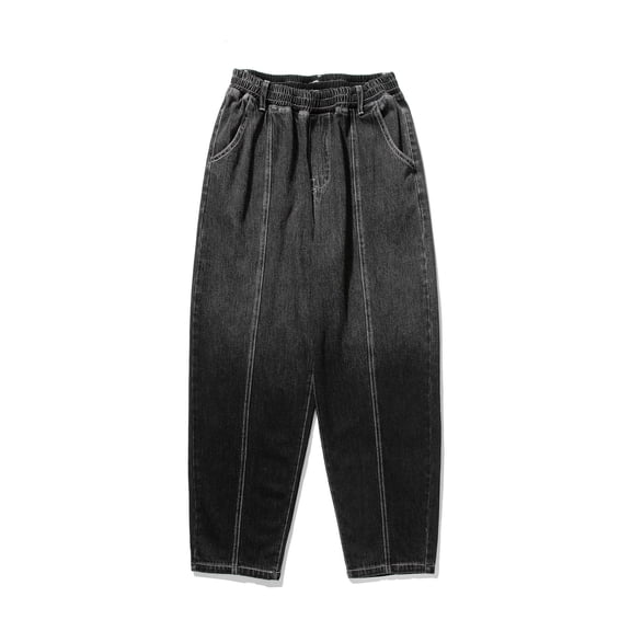 HAPIMO Men's Wide Leg Pants Loose Jeans Holiday Solid Color Mid Waist Trendy Trousers Casual Relaxed Punk Athletic Dungarees Black XXXXL