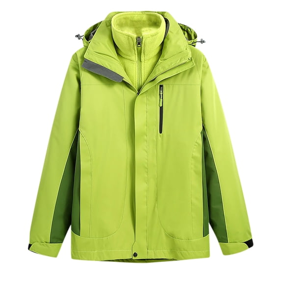 HAPIMO Men's Windbreaker Jacket Thin Zipper Hooded Windproof Waterproof Cold Jacket Fall Winter Rushing Jacket with Pocket Green