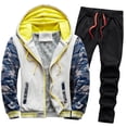 thumbnail image 1 of HAPIMO Men's Zip Up Hooded Winter Jacket Plush Warm Winter Fuzzy Sherpa Lined Camouflage Jackets Sports Pants Fleece Suit For Men Gray L, 1 of 1