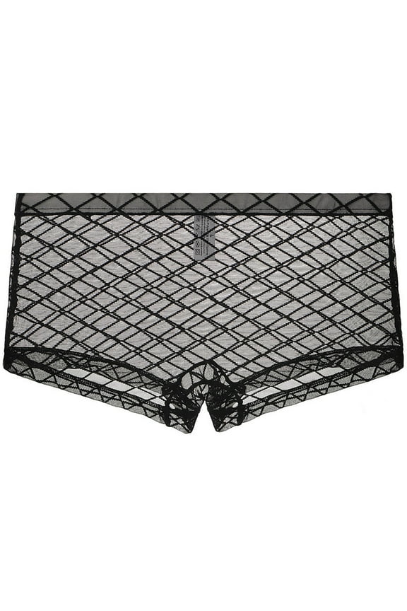 Mens Breathable Boxer Shorts Lip See Sexy Through Underpants Underwear Transparent Men's underwear Mesh Boxer Trunks