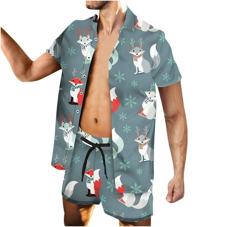HAPIMO Savings Men Casual Buttons Beach Christmas Shirts Xmas Non