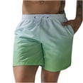 thumbnail image 1 of HAPIMO Mens Trends Pocket Swim Trunks Summer Swimwear Breathable Quick Dry Elastic Drawstring Bathing Suits Gradient Color Print Trousers Holiday Beach Pants Board Shorts Green M, 1 of 9