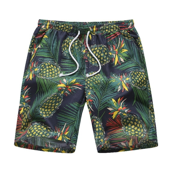 HAPIMO Mens Trends Swim Trunks Breathable Seaside Elastic Drawstring Bathing Suits Holiday Beach Pants Summer Swimwear Hawaii Tropical Print Trousers Board Shorts Green