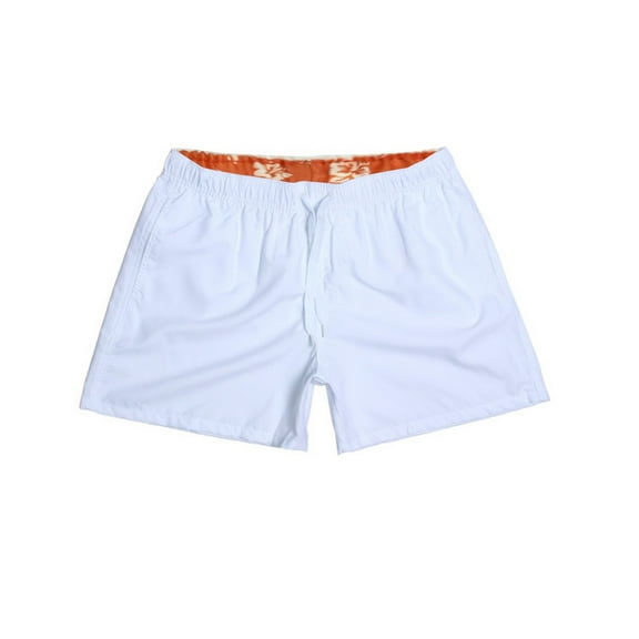 HAPIMO Mens Trends Swim Trunks Holiday Beach Pants Board Shorts solid Trousers Summer Swimwear Pocket Elastic Drawstring Bathing Suits White XXL