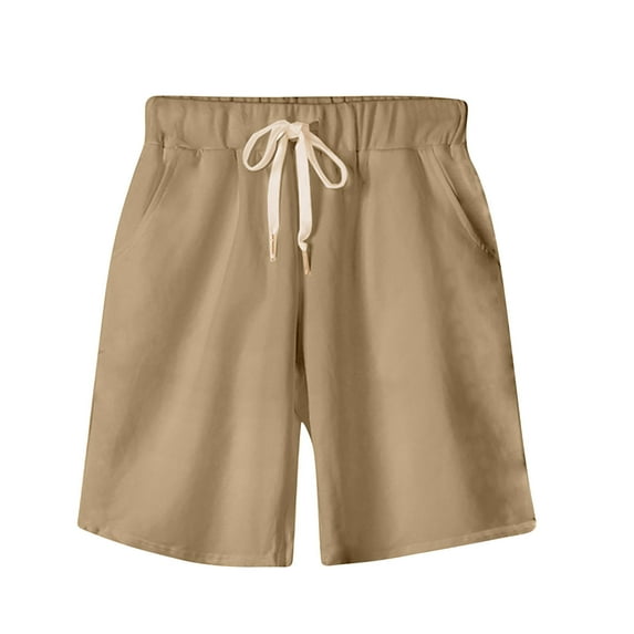 HAPIMO Mens Trends Swim Trunks Solid Color Print Trousers Board Shorts Cotton Linen Elastic Drawstring Bathing Suits Holiday Beach Pants Summer Swimwear Khaki S