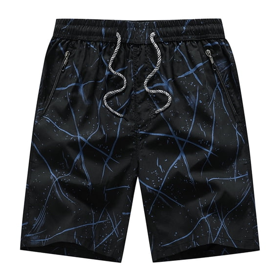 HAPIMO Mens Trends Swim Trunks Zip Pocket Elastic Drawstring Bathing Suits Holiday Beach Pants Summer Swimwear Board Shorts Corrugated Print Trousers Black XL