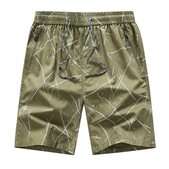 HAPIMO Mens Trends Swim Trunks Zip Pocket Elastic Drawstring Bathing Suits Holiday Beach Pants Summer Swimwear Board Shorts Corrugated Print Trousers Green XL