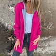 thumbnail image 1 of HAPIMO Mid-Length Jacket for Women Comfy Long Sleeve Hoodie Jacket Daily Casual Jacket Fall Winter Clothes Solid Full Zip Jacket with Zip Pocket Hot Pink XXXL, 1 of 7