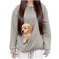 thumbnail image 1 of HAPIMO Pet Pouch Hoodie for Women Solid Kangaroo Pocket Sweatshirts Small Animal Holder Hooded Sweatshirts Loose Long Sleeve Tops Gray S, 1 of 8