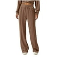 thumbnail image 1 of HAPIMO Plus Size Jogger Sweatpants with Pocket for Women Retro Elastic Waist Trousers Leisure Relaxed Sports Trendy Clothes Solid Color Brown S, 1 of 6