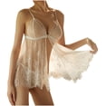 thumbnail image 1 of HAPIMO Plus Size Lingerie Bow Pajamas S-6XL Exotic Nightwear Nightgown Lace Mesh Sheer Lingerie Exquisite Sleepwear Mini Babydoll Dress, 1 of 3