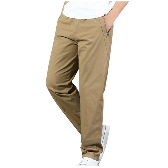 HAPIMO Pull On Pants Straight Leg Cargo Pants Drawstring Waist Trousers Fishing Hiking Pants for Men Lightweight Workwear Casual Jogger Sweatpants with Pocket Yellow L