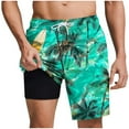 thumbnail image 1 of HAPIMO Quick Dry Board Shorts Men Swim Trunks with Compression Liner Hawaiian Bathing 9" Beach Shorts Casual Outings Travel Shorts Summer Outdoor Swimsuit Shorts Mint Green 3X-Large, 1 of 6