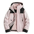 thumbnail image 1 of HAPIMO Rain Jacket for Women Casual Long Sleeve Loose Hoodie Jacket Outdoor Hiking Windbreaker Solid Full Zip Outerwear Waterproof Fall Winter Warm Jacket Coat Pink M, 1 of 3