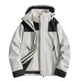thumbnail image 1 of HAPIMO Rain Jacket for Women Casual Long Sleeve Loose Hoodie Jacket Outdoor Hiking Windbreaker Solid Full Zip Outerwear Waterproof Fall Winter Warm Jacket Coat White S, 1 of 8
