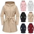 thumbnail image 1 of HAPIMO Rain Jacket Women with Hood Plus Size Long Sleeve Rain Coat Lightweight Windproof Windbreaker with Pockets Winter Workout Black L, 1 of 6