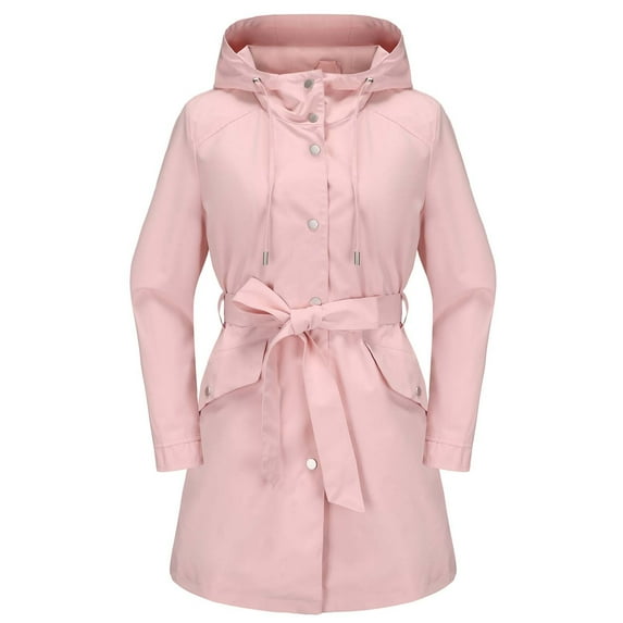 HAPIMO Rain Jacket Women with Hood Plus Size Long Sleeve Rain Coat Lightweight Windproof Windbreaker with Pockets Winter Workout Pink XXXL