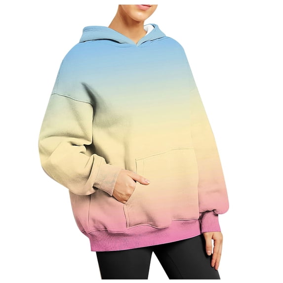 HAPIMO Rollbacks Hoodie Sweatshirt for Women Half Zip Pocket Drawstring Pullover Tops Gradient Color Long Sleeve Relaxed Womens Sweatshirt Teen Girls Clothes Beige M