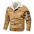 thumbnail image 1 of HAPIMO Rollbacks Men's Motorcycle Leather Jacket Quilted Warm Jacket Multi Pocket Thickened Detachable Hooded Plus Size Hooded Jacket Khaki, 1 of 2