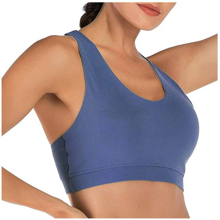 HAPIMO Rollbacks Sports Bras for Women Elastic Running Padded Bralette  Athletic Yoga Vest Cozy Solid Sleeveless Cold Shoulder Criss Cross Backless  Stretch Workout Activewear Bra Navy M 