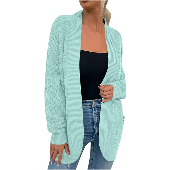 HAPIMO Stylish Cable Knit Dual Pocket Cardigan Long Ankle Length Floor Length Trending Maxi Cardigans for Women Teen Girls Clothes Green M