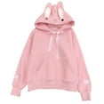 thumbnail image 1 of HAPIMO Sweatshirt for Women Casual Pocket Pullover Tops Solid Color Long Sleeve Relaxed Fit Womens Cap Rabbit Ears Hoodie Sweatshirt Teen Girls Clothes Pink XXL, 1 of 5