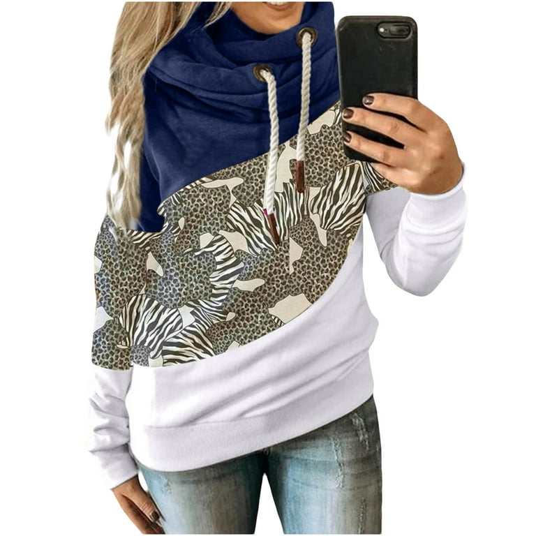 HAPIMO Rollbacks Sweatshirt for Women Drawstring Pullover Tops Ethnic  Patchwork Print Long Sleeve Relaxed Fit Womens Hoodie Sweatshirt Teen Girls  Clothes Blue M 