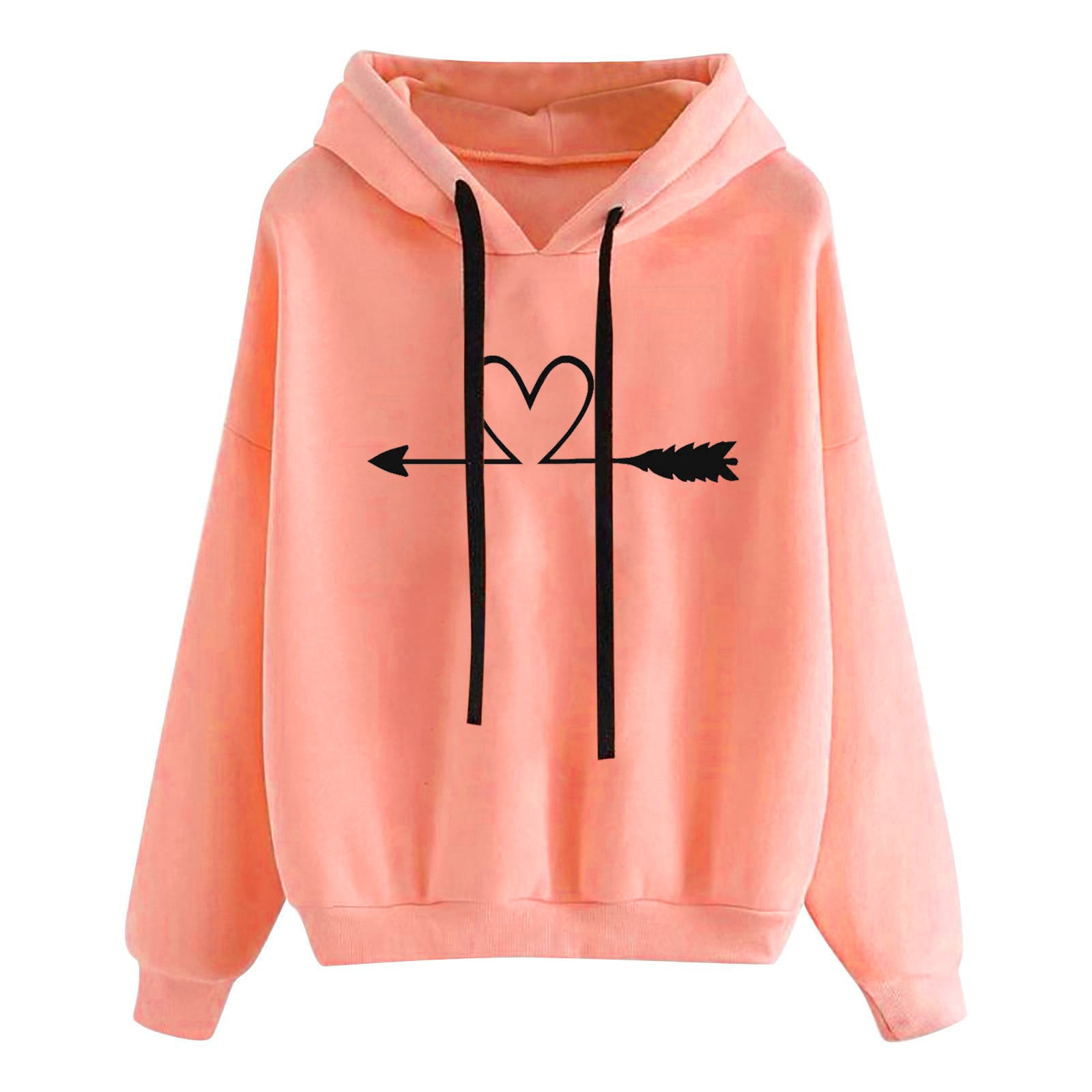 HAPIMO Sales Sweatshirt for Women Pocket Drawstring Pullover Tops ECG Graphic Print Long Sleeve Relaxed Fit Womens Hoodie Sweatshirt Teen Girls Clothes Pink M Walmart Business Supplies