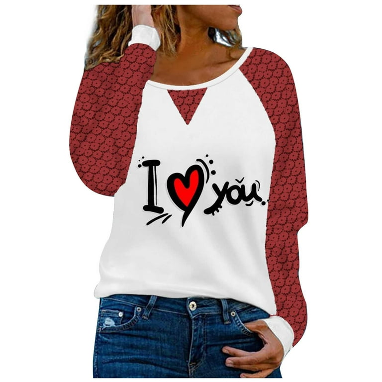 HAPIMO Rollbacks Valentine's Day Shirts for Women Lace Long Sleeve