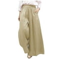 thumbnail image 1 of HAPIMO Rollbacks Wide Leg Pants for Women Womens Pleated Straight Pockets Drawstring Trousers Casual Comfy Pants Elastic High Waist Solid Color Teens Fall Fashion Outfits Khaki XXL, 1 of 9