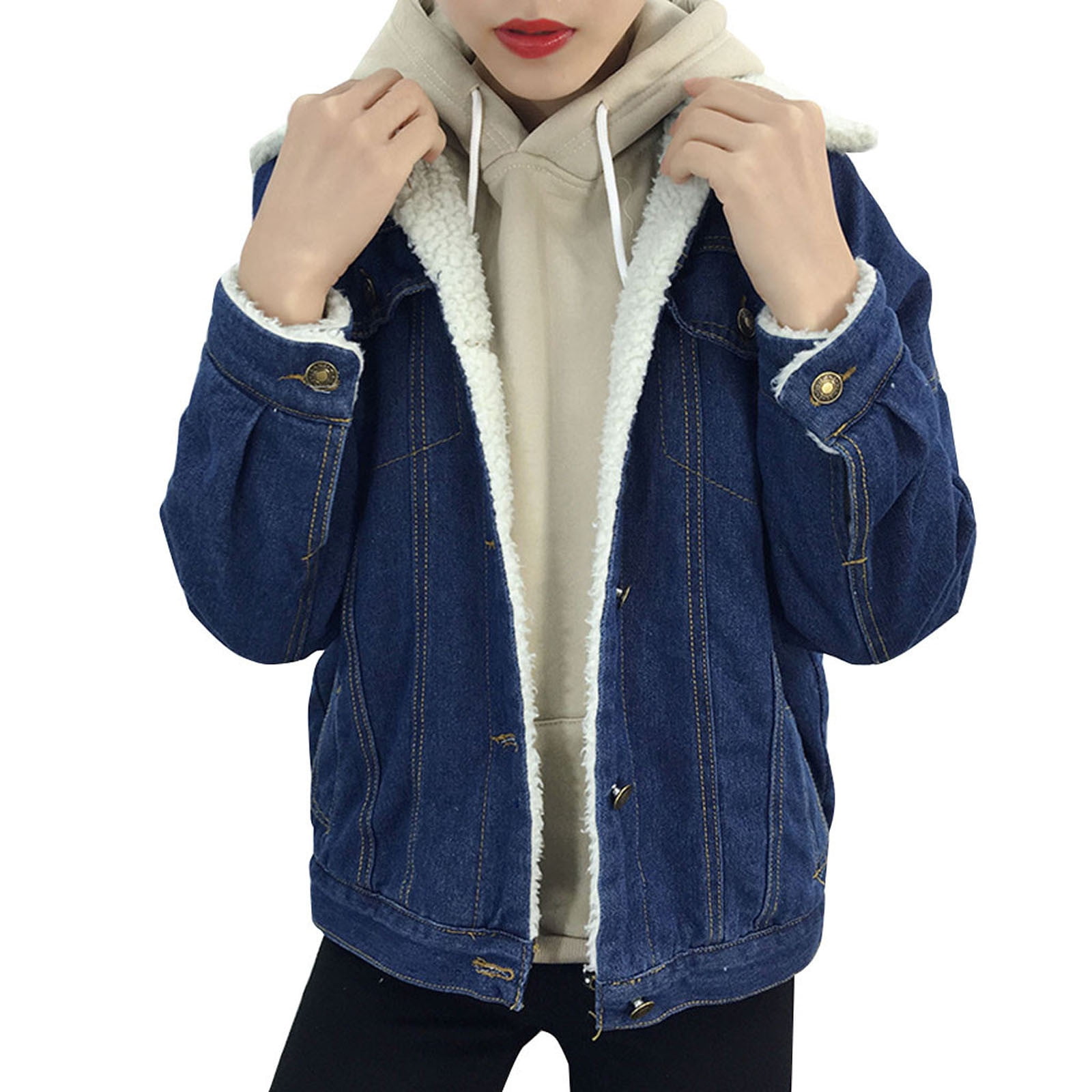 Fuzzy jean jacket deals
