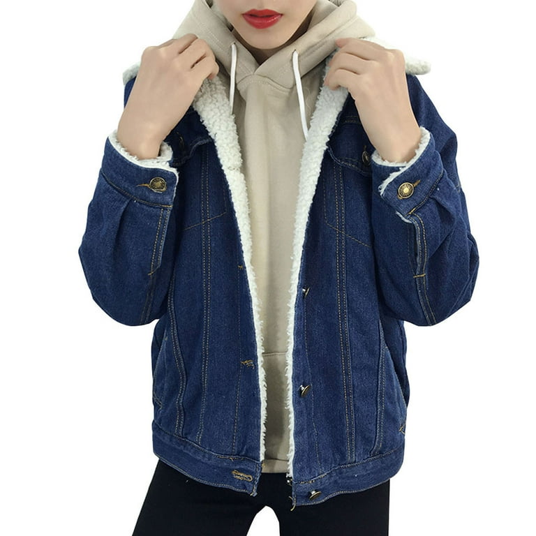 HAPIMO Rollbacks Winter Denim Jacket for Women Girls Fall Fashion