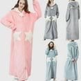 thumbnail image 1 of HAPIMO Women's Dressing Nightgown Full Length with Zipper Soft Fuzzy Fleece Robe Winter Warm Bathrobe Hooded Long Nightwear Blue M, 1 of 7